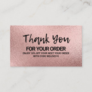 Carte De Visite Merci Trendy Rose Gold Indemnité d'installation