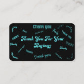 Carte De Visite Merci Turquoise/noir personnalisable (Devant)