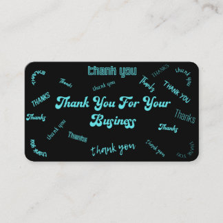 Carte De Visite Merci Turquoise/noir personnalisable