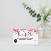 Carte De Visite Merci typographie rose rose floral aquarelle (Debout devant)