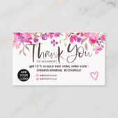 Carte De Visite Merci typographie rose rose floral aquarelle (Devant)