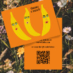 Carte De Visite MERCI UN BUNCH Funny Bananes ORDER MERCI QR<br><div class="desc">Découvrez cet art sucré et coloré, fait à la main par moi pour vous ! Ajoutez votre propre texte à l'avant et à l'arrière de cette carte de remerciements amusante. Parfait pour inclure avec les commandes client. Ajoutez votre propre texte au verso et votre propre site Web au code QR....</div>