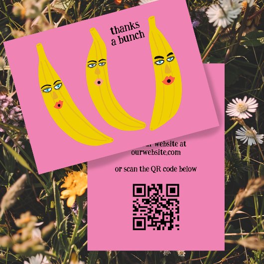 Carte De Visite MERCI UN BUNCH Funny Bananes ORDER MERCI QR