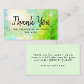 Carte De Visite Merci Vert Pour Soutenir Mon Petit (Devant / Derrière)