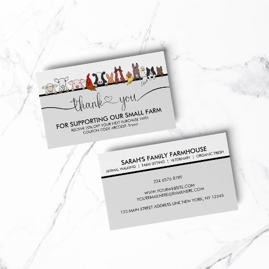 Carte De Visite Merci vétérinaire des animaux de ferme