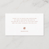 Carte De Visite Merci | White and Rose Gold Small Business (Dos)