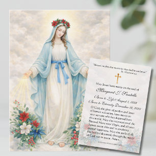 Carte De Visite Mère de Noël Marie Mémorial funéraire catholique