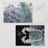 Carte De Visite MÈRE DE PEARL & CHEVAUX DE MER MONOGRAM rose blanc (Devant / Derrière)