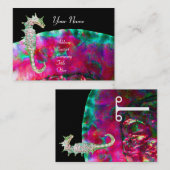 Carte De Visite MÈRE DE PEARL & SEAHORSE MONOGRAM fuchsia rose (Devant / Derrière)
