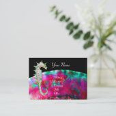 Carte De Visite MÈRE DE PEARL & SEAHORSE MONOGRAM fuchsia rose (Debout devant)