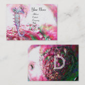 Carte De Visite MÈRE DE PEARL & SEAHORSE MONOGRAM fuchsia rose (Devant / Derrière)