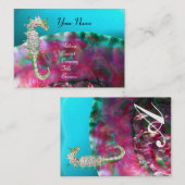 Carte De Visite MÈRE DE PEARL & SEAHORSE MONOGRAM fuchsia rose (Devant / Derrière)