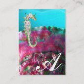 Carte De Visite MÈRE DE PEARL & SEAHORSE MONOGRAM fuchsia rose (Dos)