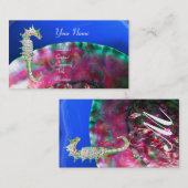 Carte De Visite MÈRE DE PEARL & SEAHORSE MONOGRAM fuchsia rose (Devant / Derrière)