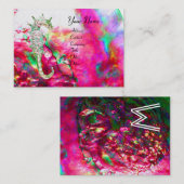 Carte De Visite MÈRE DE PEARL & SEAHORSE MONOGRAM fuchsia rose (Devant / Derrière)