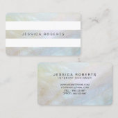 Carte De Visite Mère des rayures de perle Élégant Motif simple (Devant / Derrière)