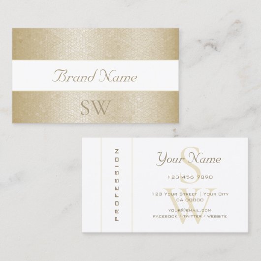 Carte De Visite Mère d'or Motif de serpent à perles avec Monogramm (Devant / Derrière)