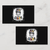 Carte De Visite Mère Heifer Fermier Maman Vache Messy Bun Cheveux (Devant / Derrière)