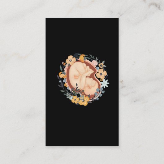 Carte De Visite Mère sage-femme enceinte du bébé de fleurs (Devant)