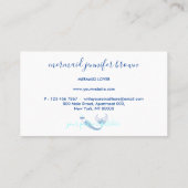 Carte De Visite Mermaid à queue bleu Aqua Navy (Dos)
