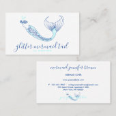 Carte De Visite Mermaid à queue bleu Aqua Navy (Devant / Derrière)