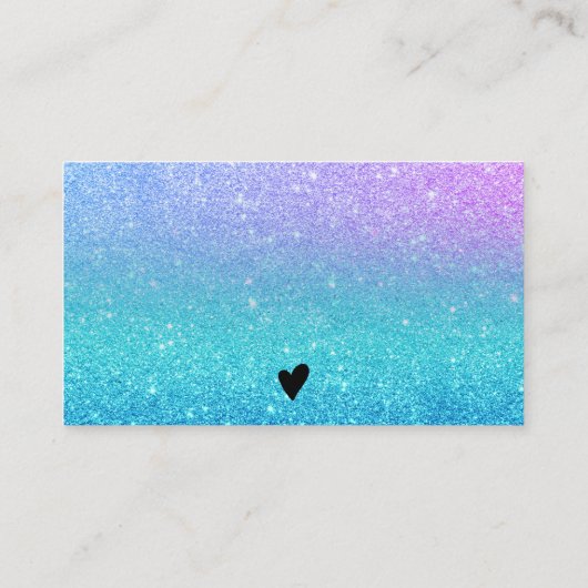 Carte De Visite Mermaid bleu parties scintillant merci fait avec a (Dos)