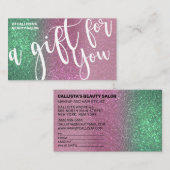 Carte De Visite Mermaid Green Rose Triple Parties scintillant Cert (Devant / Derrière)