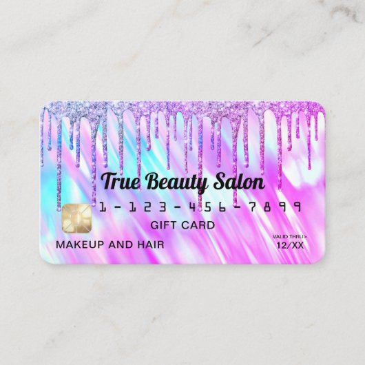 Carte De Visite Mermaid Holographic Parties scintillant Drift Créd (Devant)