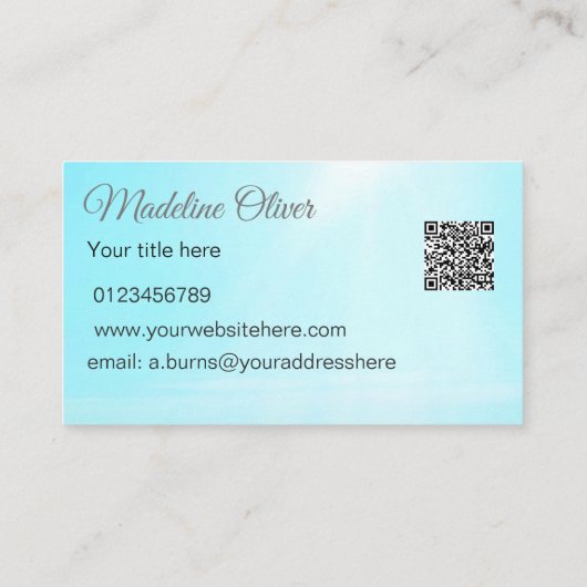 Carte De Visite Mermaid Silhouette Bleue Océan QR Code Professionn (Dos)