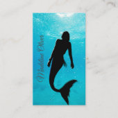 Carte De Visite Mermaid Silhouette Bleue Océan QR Code Professionn (Devant)