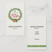 Carte De Visite Merry & Bright Christmas Wreath (Devant / Derrière)
