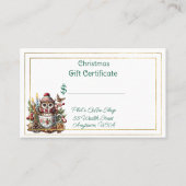 Carte De Visite Merry Christmas Coffee Shop Gift Certificate (Devant)