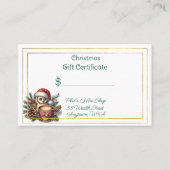 Carte De Visite Merry Christmas Coffee Shop Gift Certificate (Devant)