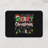 Carte De Visite Merry Christmas Red Santa Hat Reindeer Santa Match (Dos)