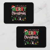 Carte De Visite Merry Christmas Red Santa Hat Reindeer Santa Match (Devant / Derrière)