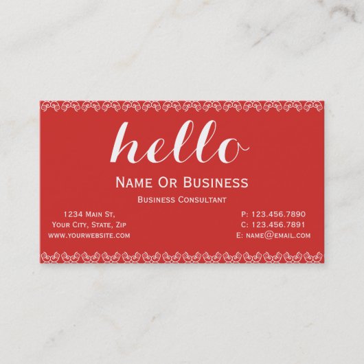 Carte De Visite Message de salutation unique rouge et blanc tomate (Devant)