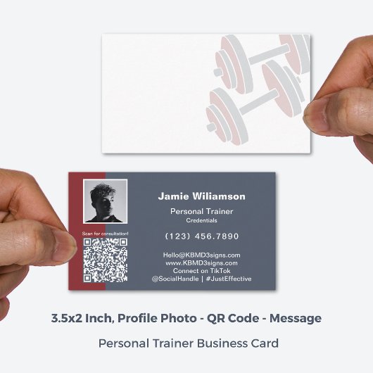 Carte De Visite Message personnel de QR Code photo minimal Accent 