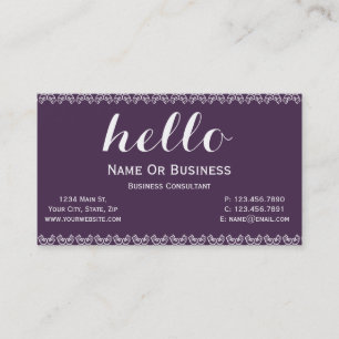 Carte De Visite Message Unique Gras Violet Acai Pourpre