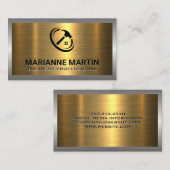 Carte De Visite Métal Argent Or brossé | Logo du marteau (Devant / Derrière)