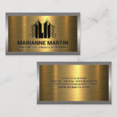 Carte De Visite Métal Argent Or brossé | Propriétés immobilières (Devant / Derrière)