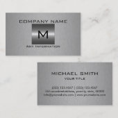 Carte De Visite Métal argenté d'acier inoxydable (Devant / Derrière)