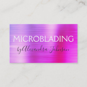 Carte De Visite Métal balayé Microblading de rose en pastel