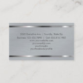 Carte De Visite Métal balayé par gris professionnel élégant (Dos)