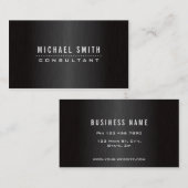 Carte De Visite Métal balayé par noir élégant professionnel (Devant / Derrière)