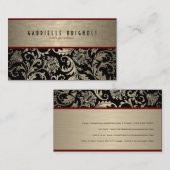 Carte De Visite Métal Beige Et Noir Damas Design 2 (Devant / Derrière)