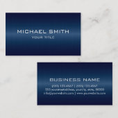 Carte De Visite Métal bleu-foncé d'acier inoxydable de monogramme (Devant / Derrière)