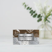 Carte De Visite Métal bois | Outils industriels gravés (Debout devant)