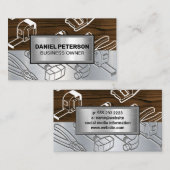 Carte De Visite Métal bois | Outils industriels gravés (Devant / Derrière)