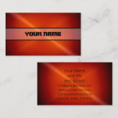 Carte De Visite Métal brillant rouge d'acier inoxydable (Devant / Derrière)