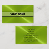 Carte De Visite Métal brillant vert d'acier inoxydable (Devant / Derrière)